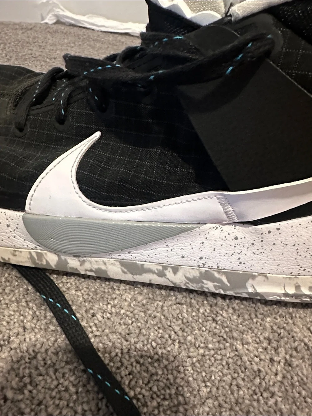 Nike Black/White Kevin Durant Basketball Sneakers with Teal Accents